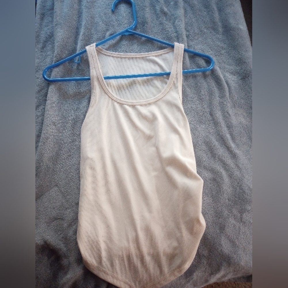 SHEIN Cream Fitted Sleeveless Tank Top